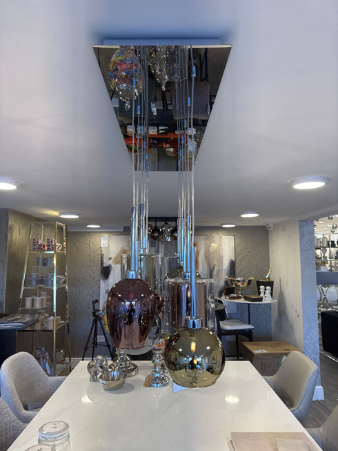 Issia Polished Chrome 12 Light Linear Pendant With Mixed Glass Shades